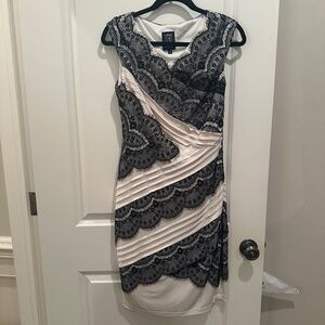 JAX Nordstrom lace white and  black midi dress